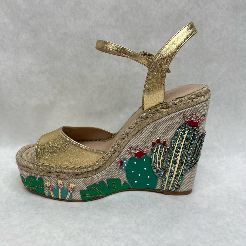 KATE SPADE Dallas Cactus Platform Wedge Sandals - Sz 7 - Picture 11 of 15